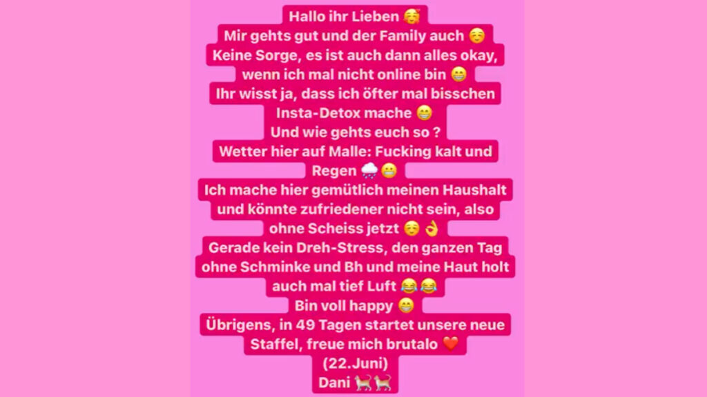 Daniela Katzenberger erklärt ihre Insta-Pause.